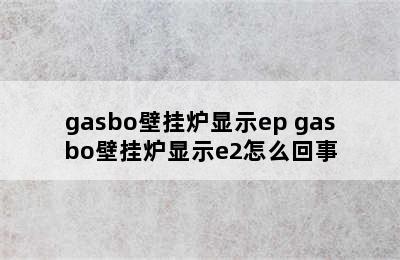 gasbo壁挂炉显示ep gasbo壁挂炉显示e2怎么回事